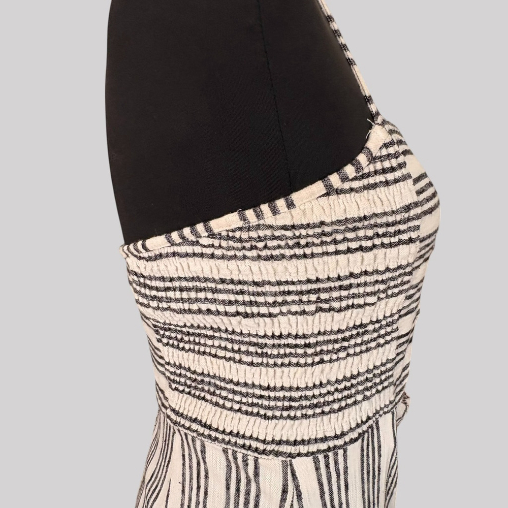 Bershka Cream Black Striped Wide Leg Jumpsuit Medium - Picture 3 of 10